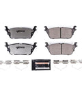 PowerStop rear brake pads Z36 carbon-ceramic kit with installation hardware for Ram 1500 (2019–25) and Wagoneer/Grand Wagoneer (2022–25), four pads.