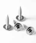 Heavy Hitter Truss Head Wood And Metal Screws With Aggressive Self Tapping Threads And Rust Resistant Coating One Hundred Count solid fasteners on white background.