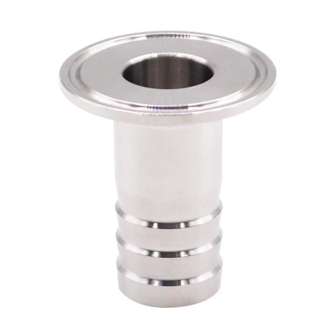 Front view of Beduan 1.5" stainless steel tri-clamp to 1.5" barb adapter for sanitary homebrew