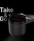 Rechargeable Portable Turkish Coffee Maker USBC Powered Cordless And Compact For Outdoors Travel Camping Office And Home Brewing Night Black Grab And Go Coffee with open lid view