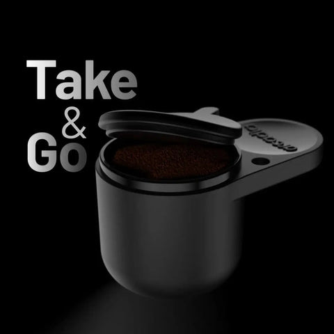 Rechargeable Portable Turkish Coffee Maker USBC Powered Cordless And Compact For Outdoors Travel Camping Office And Home Brewing Night Black Grab And Go Coffee with open lid view