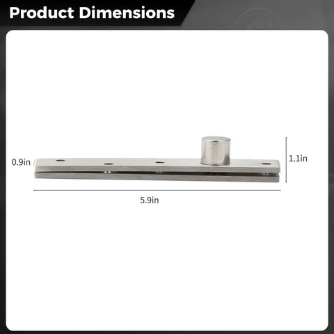 Dimension diagram of Heavy Duty Pivot Hinges For Wood Doors Hidden Bookcase Stainless Steel With Screws 360 Degree Invisible Shaft System