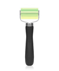 Rubber-handled seam roller tool with a green plastic roller for DIY repairs and quick plastic fixes.