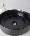 USZWBY Vessel Sinks Nordic Matte Black Round Art Sink Household Ceramic Above Counter Wash Basin with smooth surface