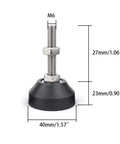 Heavy Duty Adjustable Leveling Feet With Nylon Base And Quiet Silent Furniture Legs, detailed dimensions shown