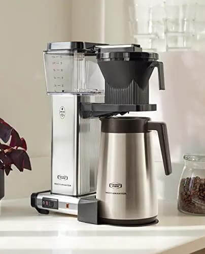 No Fuss 40 Ounce Coffee Brewer With Precise Temperature Control And A Quick 4 To 6 Minute Brew One Button Operation Automatic Brew Basket Pauses When Carafe Is Removed Durable Polished Silver Finish Delivers Consistent Rich Flavor Every Time