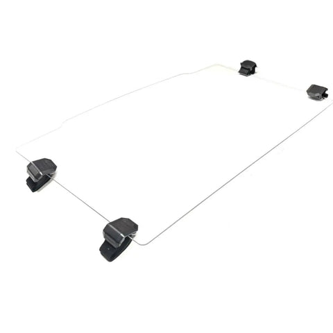Straight Up Full Windshield Replacement For Polaris Ranger Midsize 500 570 Etx And Ev With Rugged Hd Clamps 45 X 29 Inch, clear glass panel with mounting clamps.
