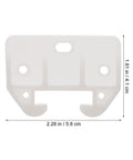 Close-up of a single white plastic drawer guide for the 12 Pack Plastic Drawer Rail Guides For Cabinets And Dressers, showing dimensions.
