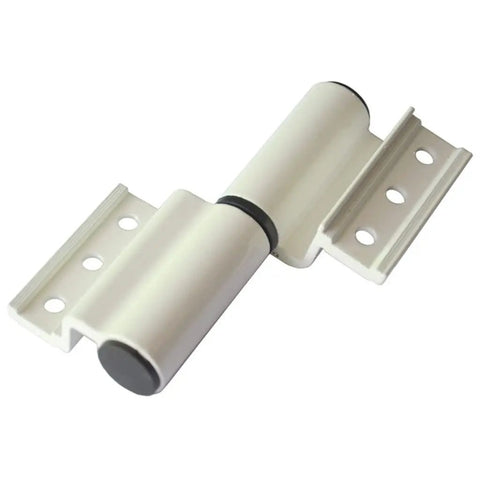 Two Pack Thickened Bridge Aluminum Door Hinges Set, Heavy Duty 120 Kg Per Pair, Black Or White Finish, white left hinge detail
