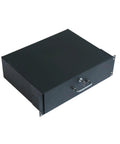 Tough As Nails Rack Mount Sliding Drawer For Server Cabinet Deep Storage Box With Secure Key Lock And Built In Cable Management Holes slick glide steel drawer shown from above.