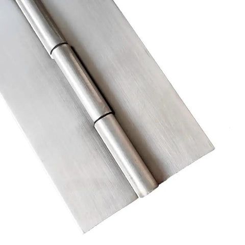 Rugged Stainless Steel Continuous Hinge 72 Inch Heavy Duty Full Length Piano Hinge, showing solid pin design and brushed finish.