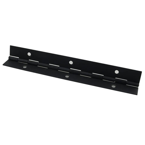 Heavy Duty Stainless Steel Piano Hinge Set Includes 6 Inch Metal Continuous Hinges for cabinet doors, sleek black finish.