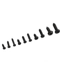 Handy 1000 Piece Assortment Kit Featuring M1 M1.4 M1.7 M2 Phillips Micro Screws With Round Heads And Self Tapping Threads arranged in size order.