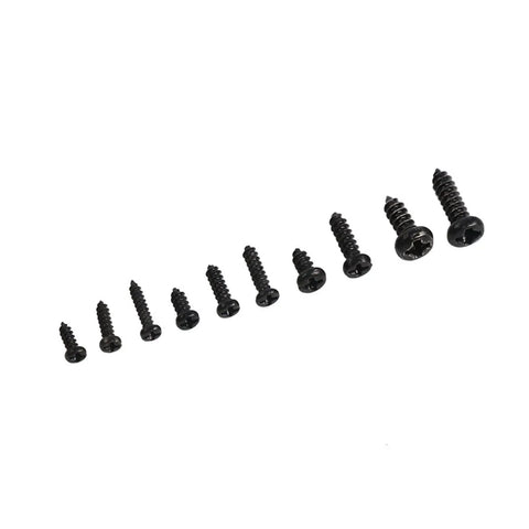 Handy 1000 Piece Assortment Kit Featuring M1 M1.4 M1.7 M2 Phillips Micro Screws With Round Heads And Self Tapping Threads arranged in size order.