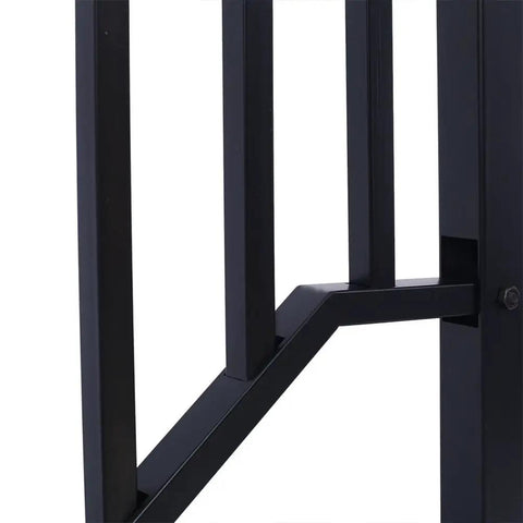 Close-up of Badass Wrought Iron Handrail for 3 Step Outdoor Stairs showing the matte black finish and sturdy design details.