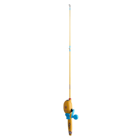 Disney Toy Story Kids Fishing Beginner Kit with 2 Ft 6 In all-in-one rod and reel, yellow rod with blue handle and reel