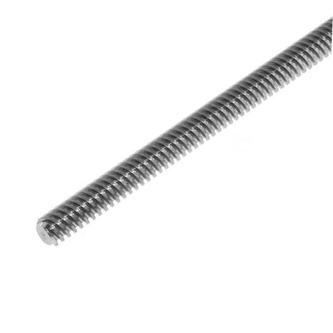 Close-up of stainless steel threaded rod from 2 Pack Lead Screws With Nuts For Motors Stainless Steel Threaded Rods For 3D Printers CNC Machines And Equipment No Hassle Install For Printer Rails And Tooling.