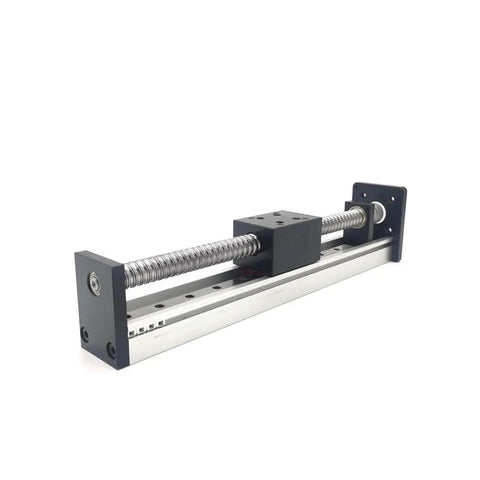Aluminum Rail Linear Guide Stage For 3D Printer Motion Slide Table With 100mm 200mm Stroke, X Y Z Axis Movement, Ideal CNC Robotic Project, 60x42mm Mobile Panel, 12mm Guide Diameter, Nema Bracket Compatible. Aluminum linear slide table with lead screw and end brackets