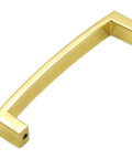 Gold U Shape Crystal Glass Cabinet Knobs Set showing a single knob from the side, focusing on zinc alloy construction and modern design.