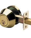 Keyed Deadbolt Single Cylinder Polished Brass Exterior Door Lock ANSI Grade 3 With Thumb Turn Inside Four Way Adjustable