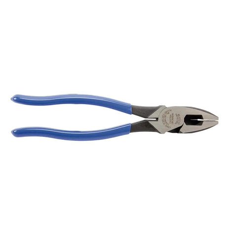 D2000-9NE Side Cutter Lineman's Pliers 9 Inch Heavy Duty with blue handles and precision cutters for ACSR cables, nails, screws, hard wire