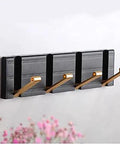 Next Level Wall Mounted Coat Hooks Solid Aluminum Robe Rack Quick Snap Install with four hooks for efficient hanging.