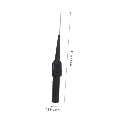 Black wire piercing probe for multimeters, with metal tip, 3.1 inches long, part of Six Pack Wire Piercing Probes For Multimeters.