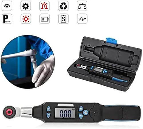 Dead Nuts Accurate Digital Torque Wrench Socket Set 1.5 To 30 Nm displaying LCD screen, socket, and case for garage work.