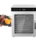 Straight Up Professional Grade Commercial Freeze Dryer And Dehydrator Machine With 12 Stainless Steel Trays For Quick Food Preservation Jerky Batches next to dehydrated fruits.