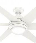 52 Inch Indoor Ceiling Fan With LED Light And Remote, Easy Install, Quiet Cool Breeze Modern White Ceiling Fan With 6 Blades