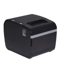 HBCDAAQ Thermal Label Printer With Buzzer And Auto Tear For Barcode Stickers, compact black design, side view.