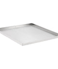 Heavy Duty 30x30x1.5 Inch Stainless Steel Washing Machine Pan With Drain Hole, 304 Stainless Drip Tray shown in brushed finish.