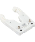 Super Secure ISO30 Tool Holder Claw Clamp For CNC ATC Machines With Iron And Flame Retardant Rubber Body That Is Wear Resistant, Holds Up To 35 Kg And Delivers Crazy Precise 0.05mm Accuracy Every Time Without Any Slippage Or Heat Worrying Your Setup At - White plastic clamp with metal pins