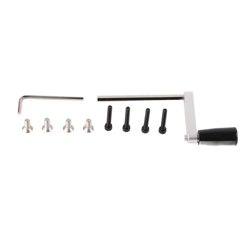 Level Up Your Workshop Game With This Sweet 4 Jaw Router Lift System Featuring Rock Solid Aluminum Plate And Heavy Duty Steel Rods For Fast Height Tweaks On Small Trimming Power Tools - Components including screws and hex key.