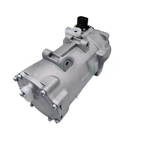 EV Air Conditioner Compressor And Cooling Pump For Baic EU5 EU260 EX360 EU400 with silver metallic finish and mounted plug.