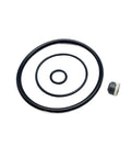 Waterjet pump swivel rebuild kit with assorted black rubber O-rings and a small metal piece, close-up view (305088)