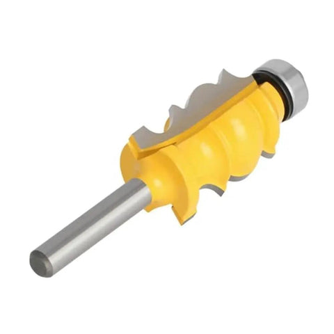 Close-up of 6mm Router Bits Set With Carbide Molding Trimming Cutter Wood Milling Tool Featuring 1/4 Inch Shank, round over design.