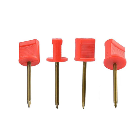 Red 6.6 Cm Target Nails Pins 10 Pack Durable Archery Paper Target Fixers for Shooting and Hunting Easy Grip Secure Hold for Target Papers Plastic Metal Construction shown in close up against a white background