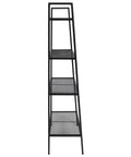 Side view of Industrial 4 Tier Metal Ladder Shelf For Books And Plants, Ladder Style Display Rack, Black Finish, 58.3 Inches tall