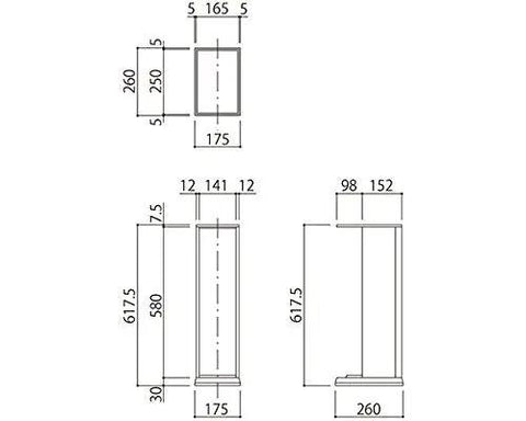 Tough As Nails Stationary Fire Extinguisher Box dimensions diagram, showcasing size and structure details in a technical drawing.