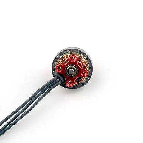 Four Pack Ex1202 Five Brushless Motors Fly Sick With High Kv Output Rad Twelve By Two Five Millimeter Stator Design Killer Torque For Three Inch Toothpick Racers And Freestyle Crafts Running On One To Three Cell Lipos Smooth Crux Three Upgrades close-up view of motor with red and gold winding.