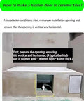 Rock Solid Heavy Lifting Hidden Access Panel Kit With Concealed Sturdy Hinges For Tile Marble And Stone Walls showing installation conditions in ceramic tiles.