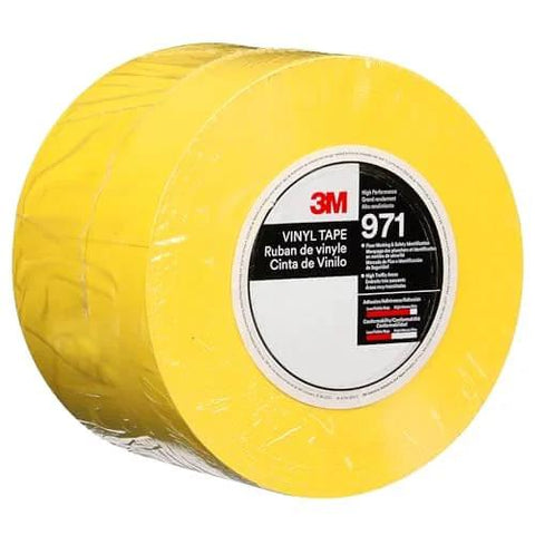 Durable Floor Marking Tape 971 Single Roll Yellow 4 in x 36 yd (102 mm x 32.9 m), 17 mil Heavy-Duty Vinyl