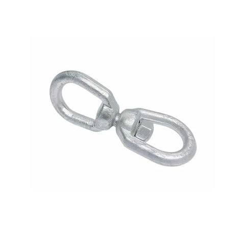 Heavy Duty Three Eighth Inch Eye And Eye Swivel For Marine Mooring And Boat Dock Rigging Hot Dip Galvanized Steel close-up view