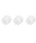 Three plastic worm gears from the 50 Pack Plastic Gears With 9 Teeth Model 092A Worm Gear Set For RC Cars And Robot Motors
