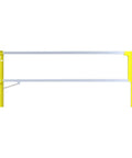 Heavy Duty Cantilever Dock Gate 12 Foot Wide Double Action Slick Pneumatic Struts, yellow powder coated steel barrier.
