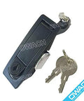 Front view of OWACH AL-919-1L compression latch with flush lever, locking, black housing; includes two keys.