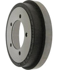 Rear brake drum, gray steel with black friction surface, front view; fits Chevrolet Tracker and Suzuki Grand Vitara