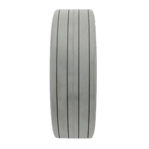 Premium Oem Wheel Assembly Replacement For Genie Lift Models Featuring Non Marking Tread And 10 Inch By 3 Inch Dimensions side view of gray non marking tread wheel