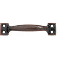 Vintage Five Inch Door Pulls 2 Pack Bow Shaped Gate Handles In Red Bronze Finish, Old School Barn Door Hardware, easy install front view